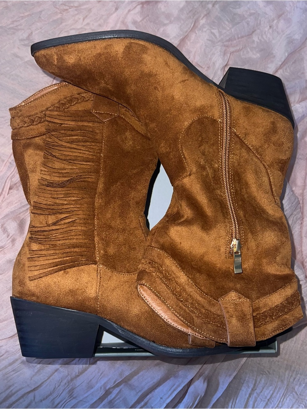 NWOB Brown Suede Fringe Western Boot